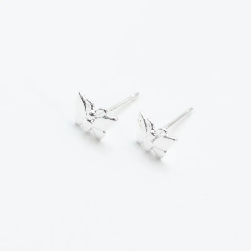 Tiny Silver Butterfly Studs sold by Silver Lotus