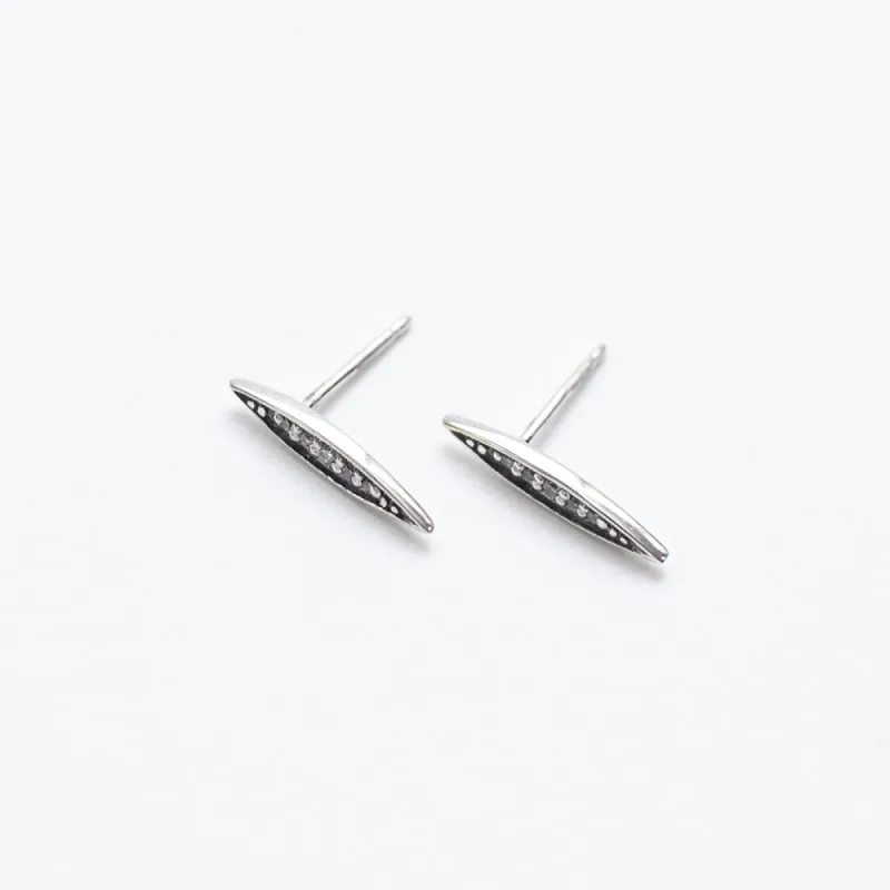 Long Silver Eye Shaped Studs sold by Silver Lotus
