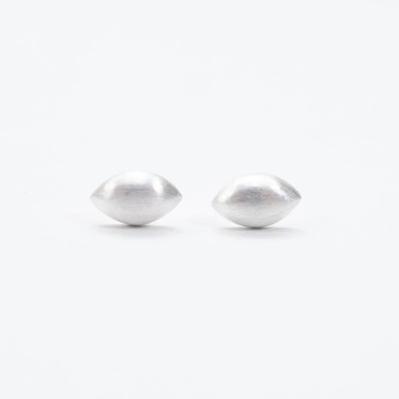 Brushed Silver Little Puffed Oval Studs sold by Silver Lotus