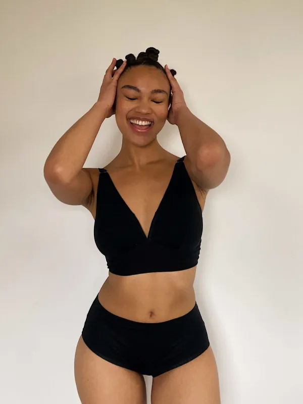 V for Victory Bra - Black Tencel sold by The Very Good Bra