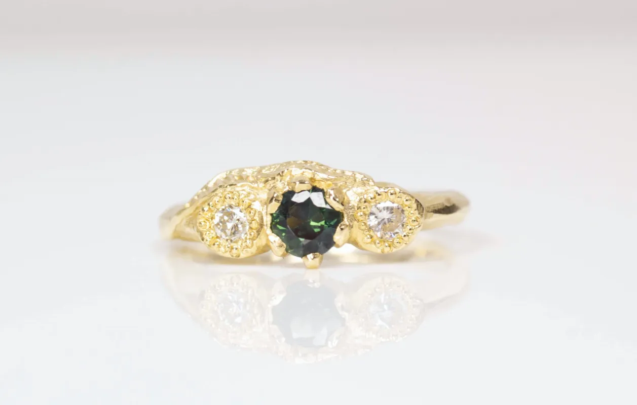 Artemis Ring - 9ct Yellow Gold with Sapphire and Diamonds sold by Sophie Divett Jewelry