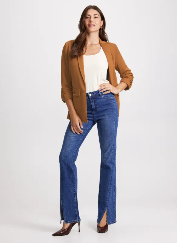 Tab Sleeve Jacket & Flared Slit Jeans sold by Laura