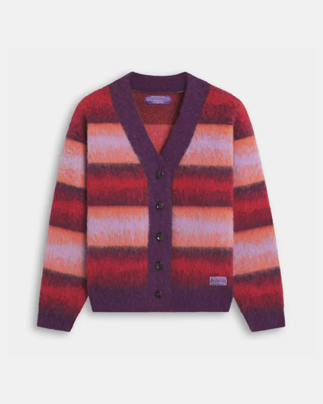 Fuzzy Knit Stripe Cardigan sold by Madhappy
