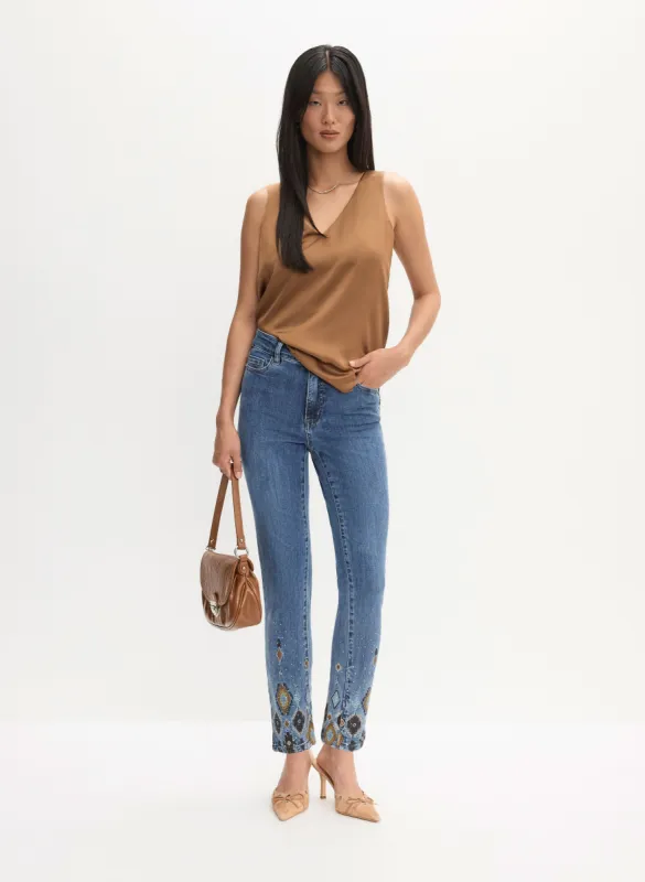Satin Tank Top & Straight Leg Jeans sold by Melanie Lyne