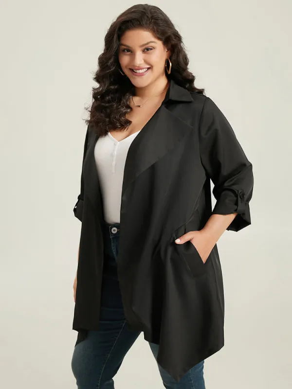 Supersoft Essentials Plain Asymmetrical Hem Windbreaker sold by Bloomchic