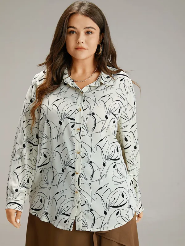 Shirt Collar Line Floral Button Through Blouse sold by Bloomchic
