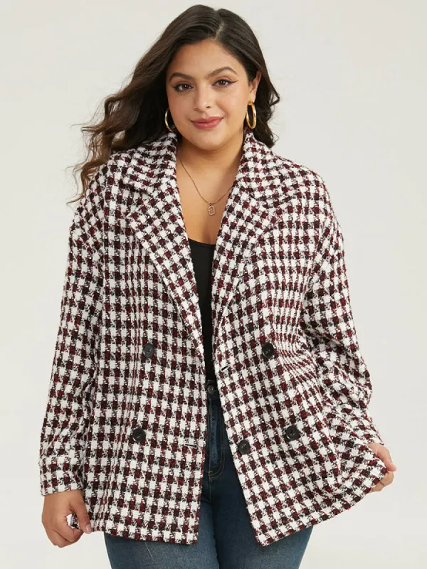 Halloween Gingham Tweed Plisse Double Breasted Coat sold by Bloomchic