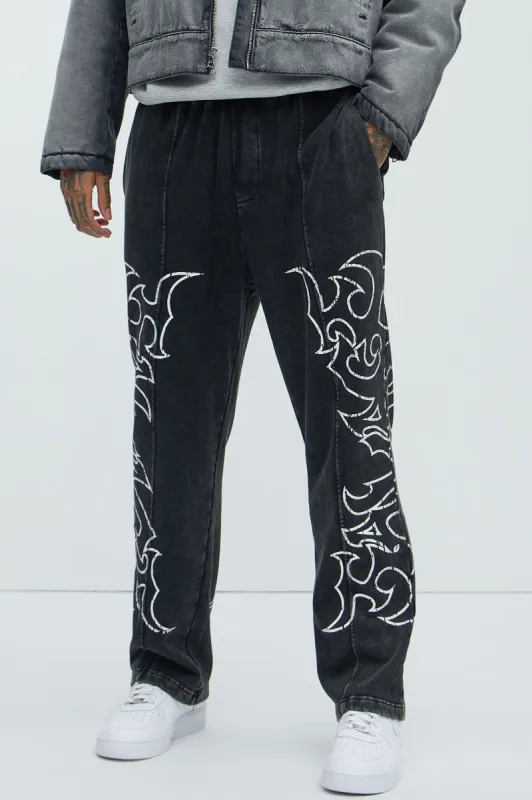 Tyson Savage Mode Straight Sweatpants - Black Wash sold by Fashion Nova