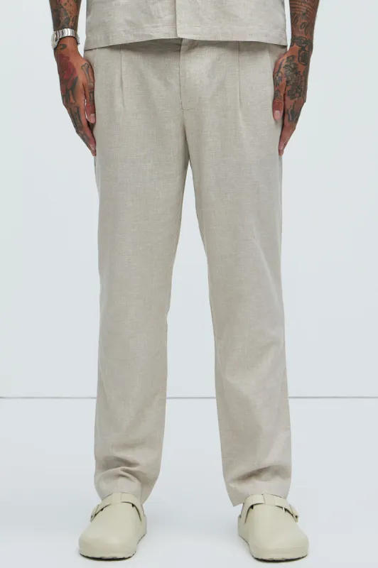 Bahamas Pleated Linen Trousers - Stone sold by Fashion Nova