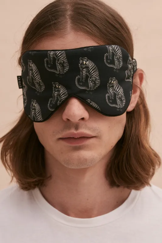 Cotton Luxe Eye Mask Tiger Print Black/Cream sold by Desmond & Dempsey