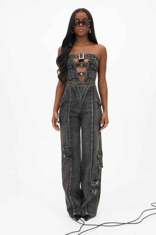 Heartbreaker Denim Jumpsuit - Black sold by Fashion Nova