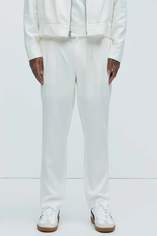 Bahamas Pleated Linen Trousers - White sold by Fashion Nova