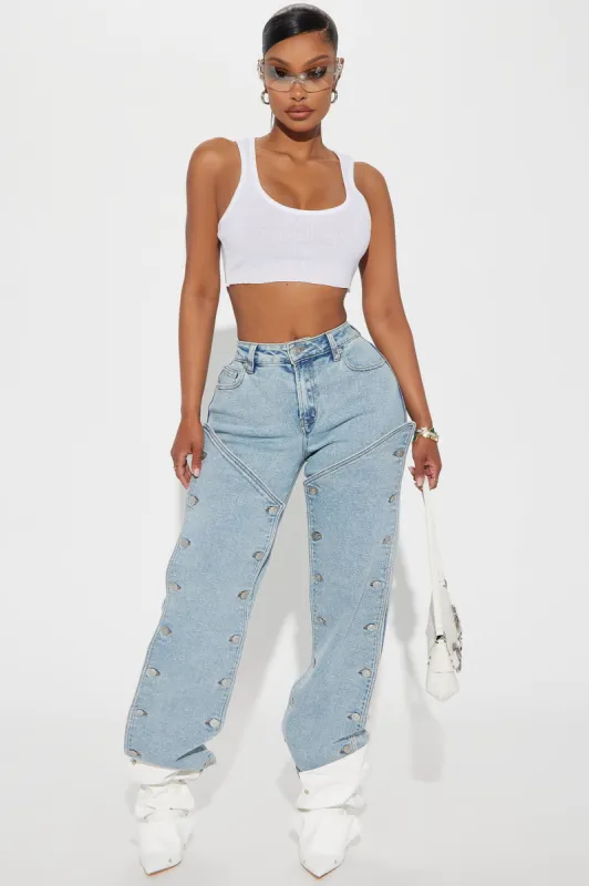 Sticking With It Stretch Straight Leg Jeans - Light Wash sold by Fashion Nova