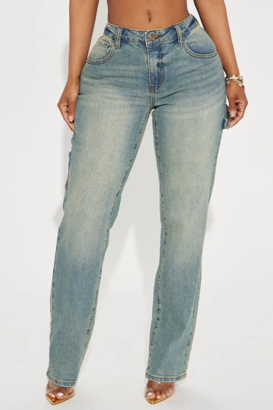 All My Life Tinted Carpenter Jeans - Vintage Wash sold by Fashion Nova
