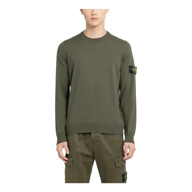 STONE ISLAND Logo Patch Crewneck Sweatshirt 'Olive Green' 7915510C4-V0058 sold by KicksCrew