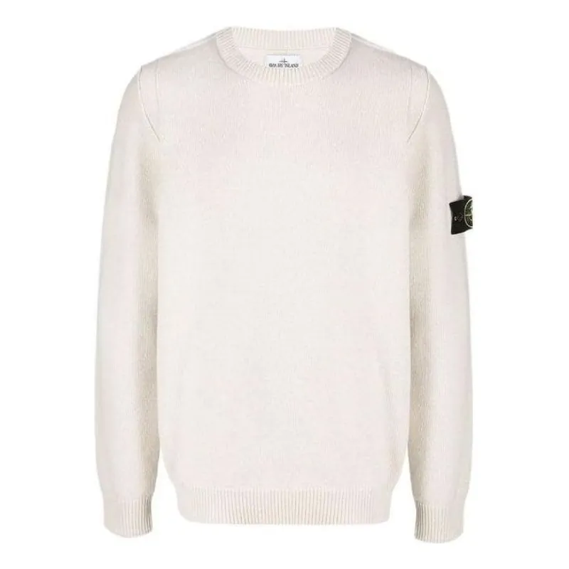 STONE ISLAND Logo Patch Knit Sweater 'Off-white' 7915508A3-V0097 sold by KicksCrew