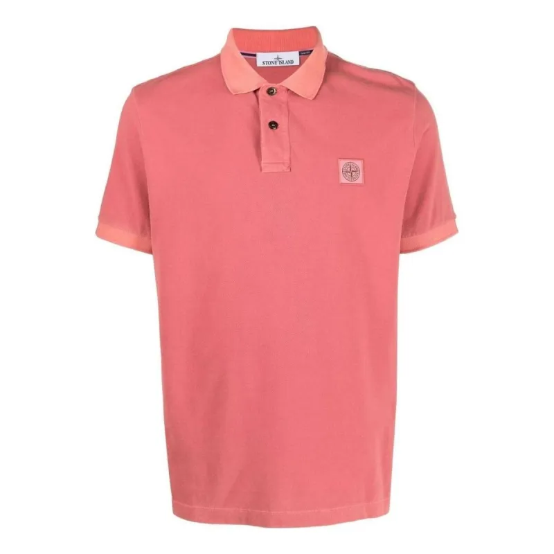 STONE ISLAND Logo-Patch Polo Shirt 'Pink' 10152SC67-V0087 sold by KicksCrew