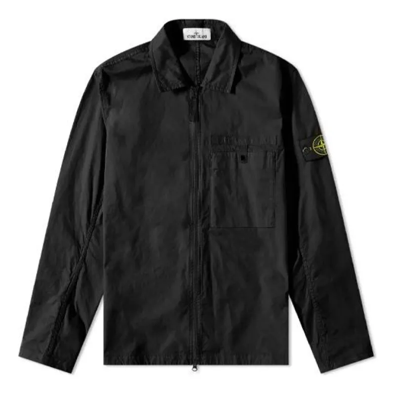 STONE ISLAND Supima Cotton Shirt Jacket 'Black' 761512619-V0029 sold by KicksCrew