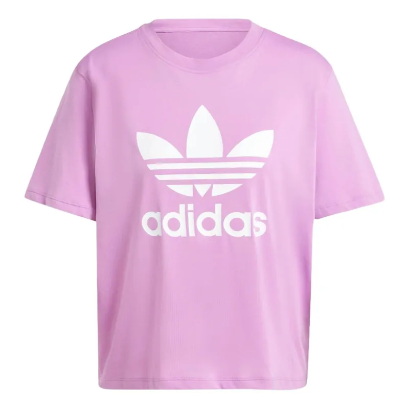 (WMNS) adidas Adicolor Trefoil Boxy T-shirt Asia Sizing 'Preloved Purple' IY4684 sold by KicksCrew