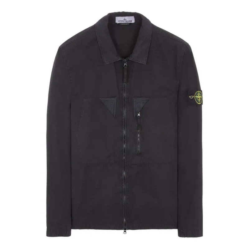 STONE ISLAND Brushed Cotton Canvas Zip Shirt Jacket 'Navy' 7815106WN-V0120 sold by KicksCrew