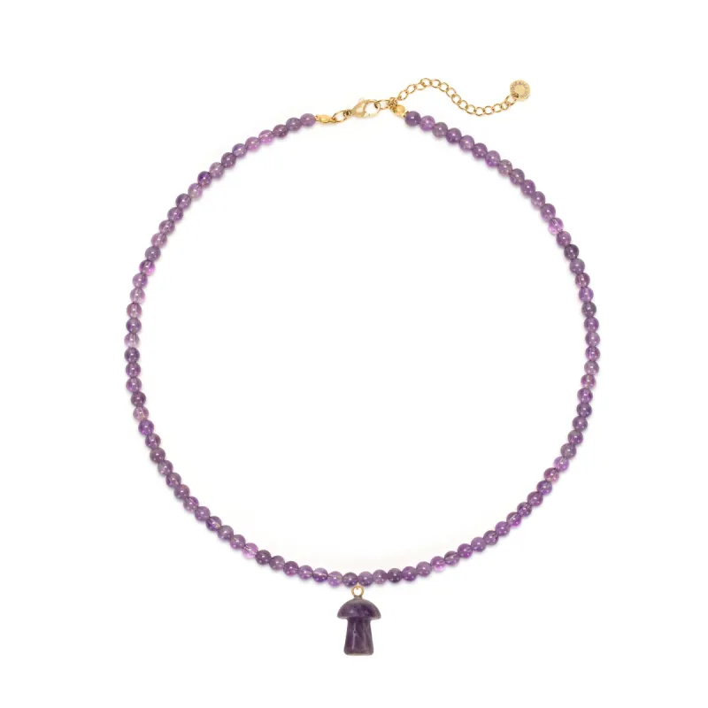 Amethyst Mushroom Charm Necklace sold by Stone and Mason