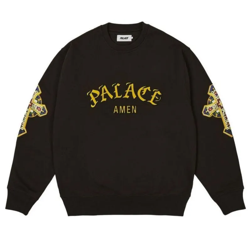 Palace Saints Crewneck Sweatshirt 'Black' P26CS009 sold by KicksCrew