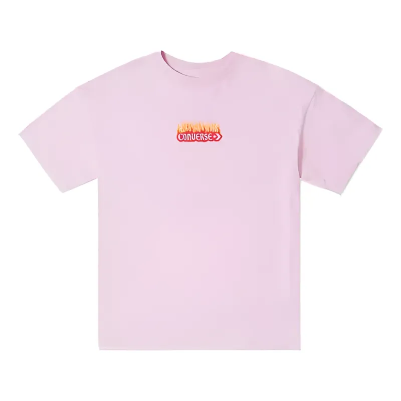 (WMNS) Converse Flaming Logo Oversized T-Shirt 'Pink' 10026466-A03 sold by KicksCrew