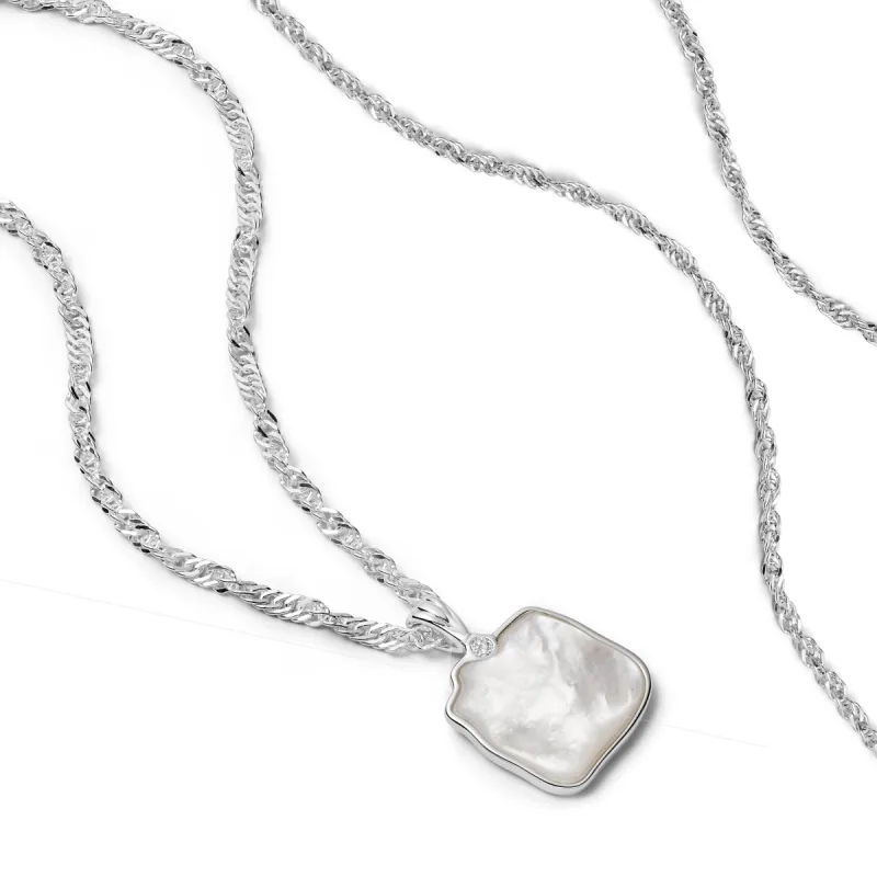 Organic Mother of Pearl Necklace Layering Set Sterling Silver sold by Daisy Jewellery
