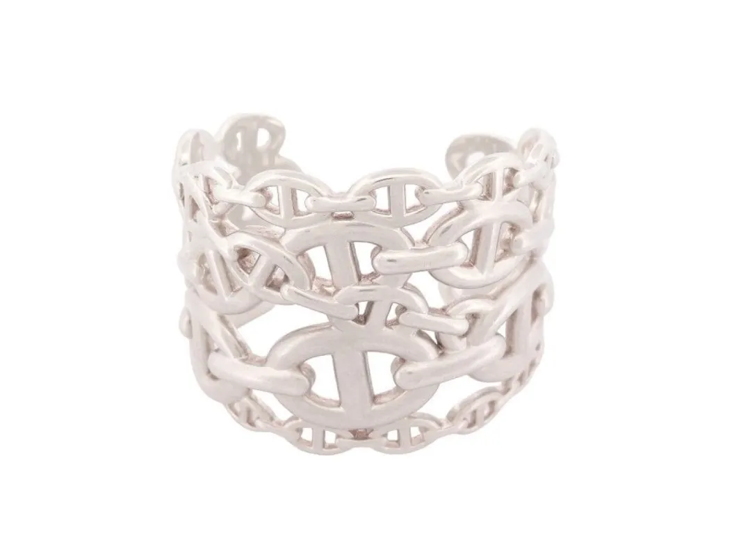 bracelet HERMES chaine d'ancre enchainee tgm en argent sold by 58 Facettes