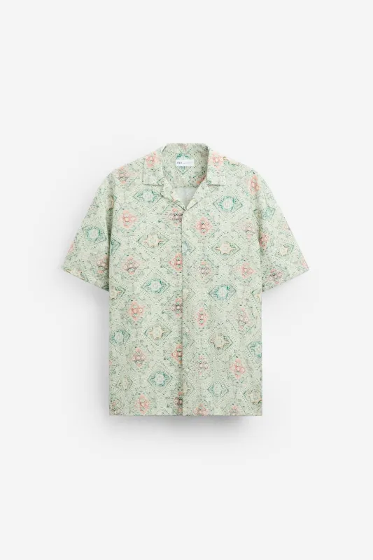 Zara - Textured Viscose Blend Shirt In White - Xl - Man sold by Zara