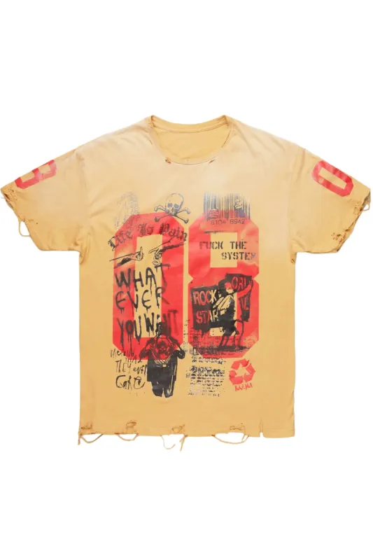 Grill Beige Graphic Oversized T-Shirt sold by Rockstar Original