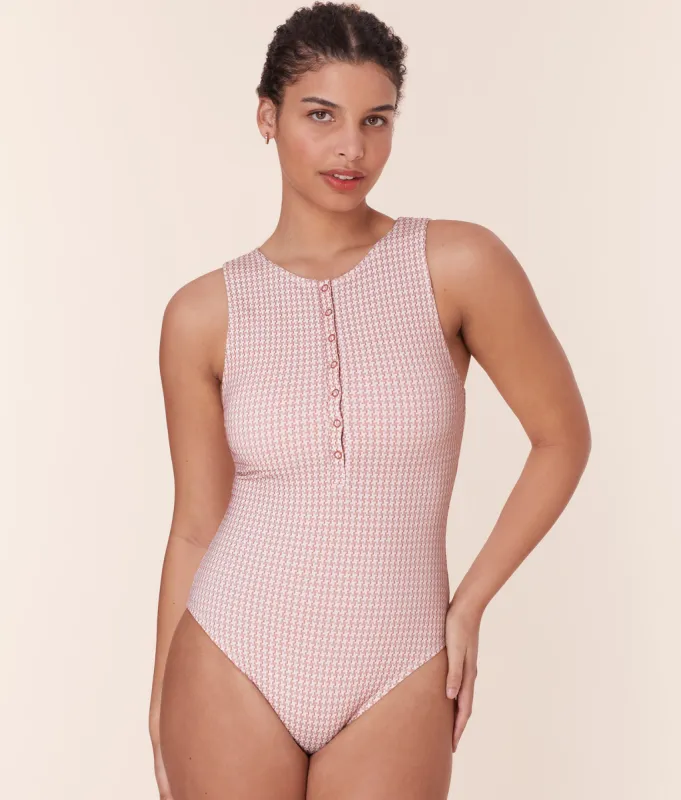 The Malibu One Piece - Houndstooth - Koi - Long Torso sold by Andie