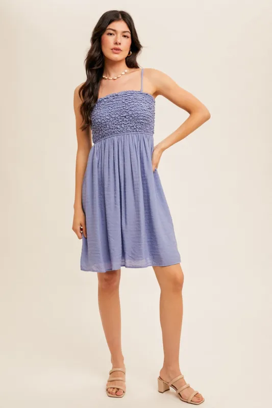 Periwinkle Textured Smocked Dress sold by Pinkblush