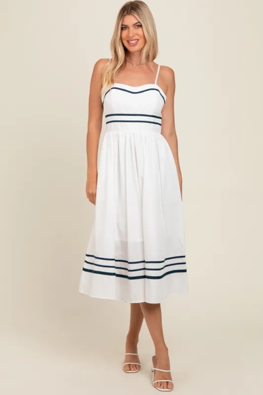 Ivory Contrast Stripe Midi Dress sold by Pinkblush