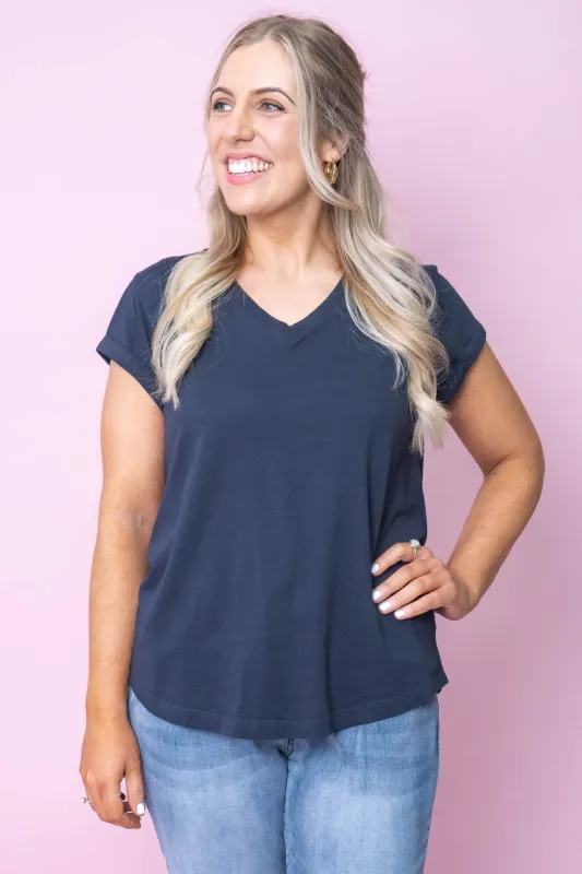 Manly Vee Tee in Navy - Foxwood sold by Always Alice