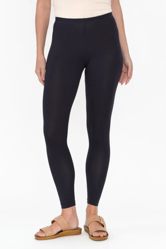 Navy Micro Modal 7/8 Leggings sold by Blue Bungalow