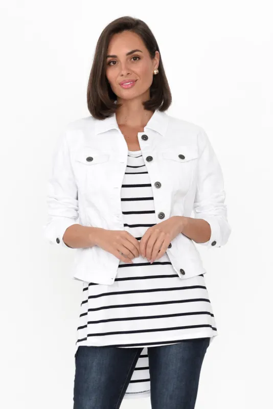 Danielle White Stretch Jean Jacket sold by Blue Bungalow