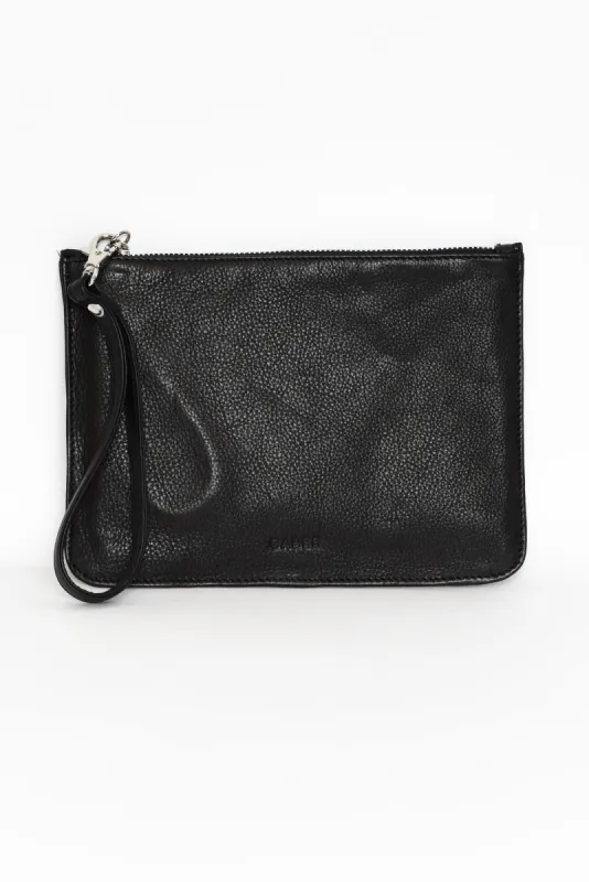 Queens Black Leather Clutch sold by Blue Bungalow