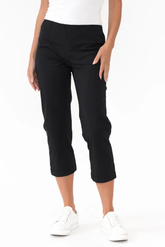 Zara Black Cotton Cropped Stretch Pants sold by Blue Bungalow