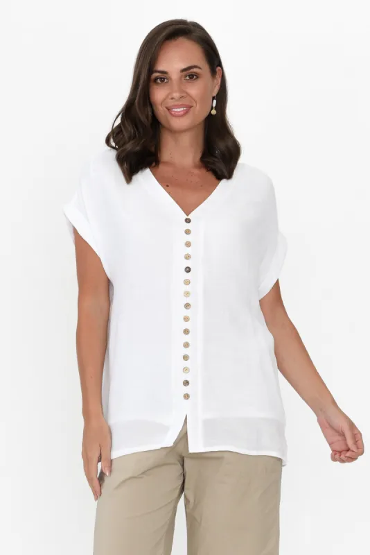 Miray White Button Top sold by Blue Bungalow