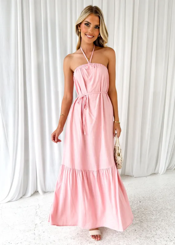 Ianna Halter Maxi Dress - Pink sold by Gingham & Heels