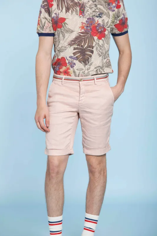 Torino Oxford man chino bermuda in linen and cotton regular sold by Mason's
