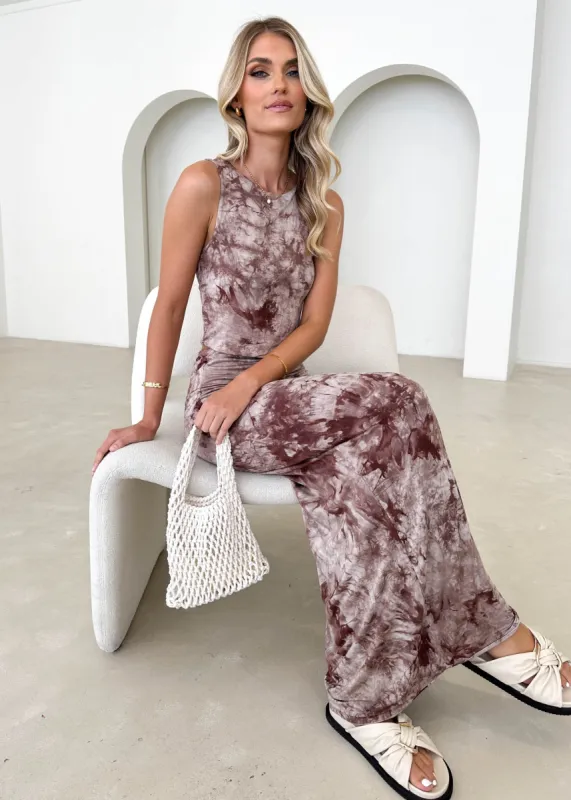 Nailor Midi Skirt - Taupe Tie Dye sold by Gingham & Heels