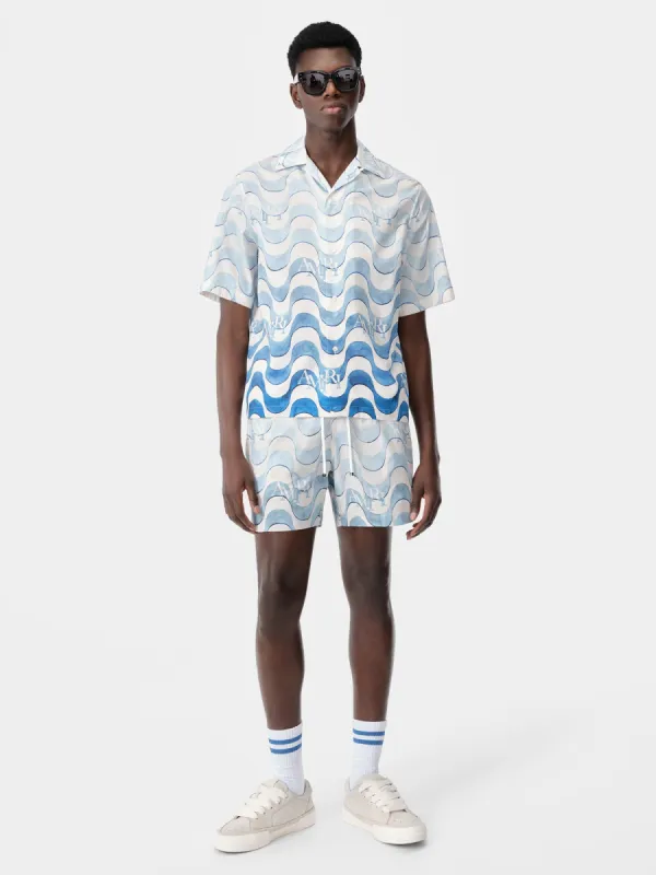 AMIRI STAGGERED WAVE SHIRT - Cerulean sold by AMIRI