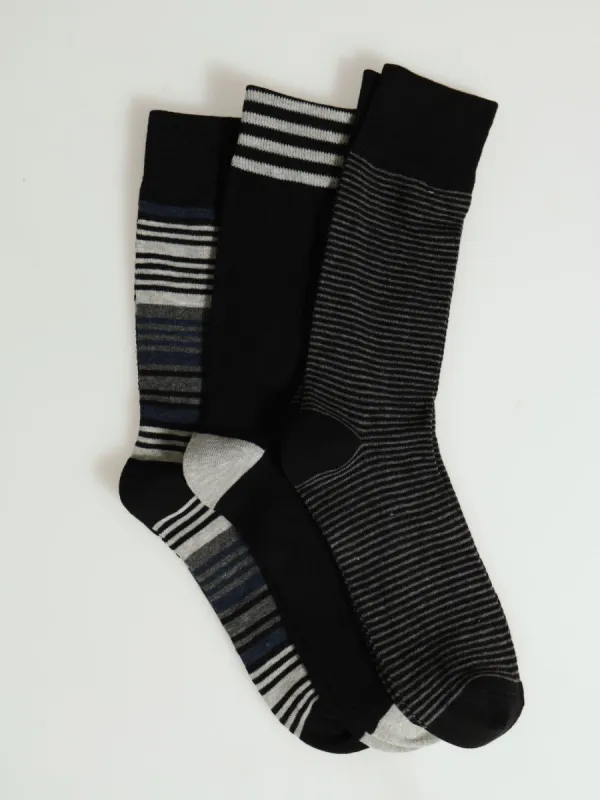 3 Pack Fashion Anklet Socks - Grey/Black sold by Edgars