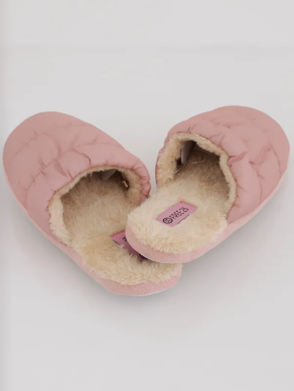 Ladies Nylon Closed Toe Slipper With Sherpha Lining - Pink sold by Edgars