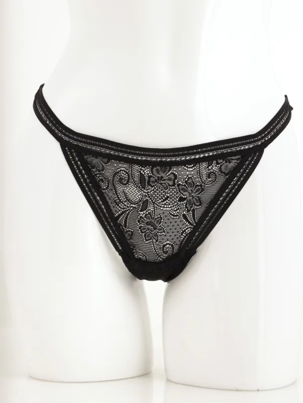 Ladies Tanga Lace Thong Panty - Black sold by Edgars