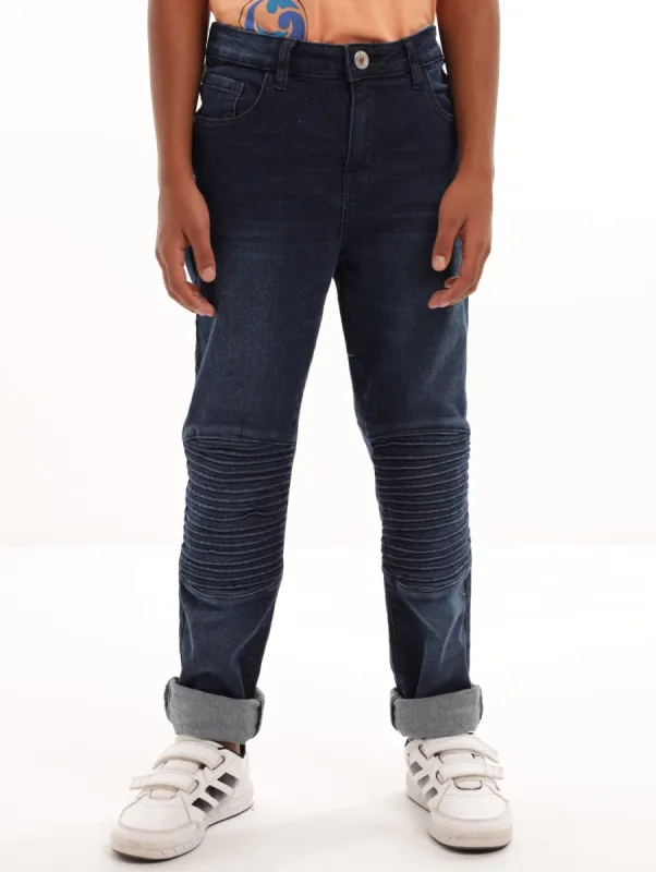 Boys Dark Biker Stitch Denim Jean sold by Edgars