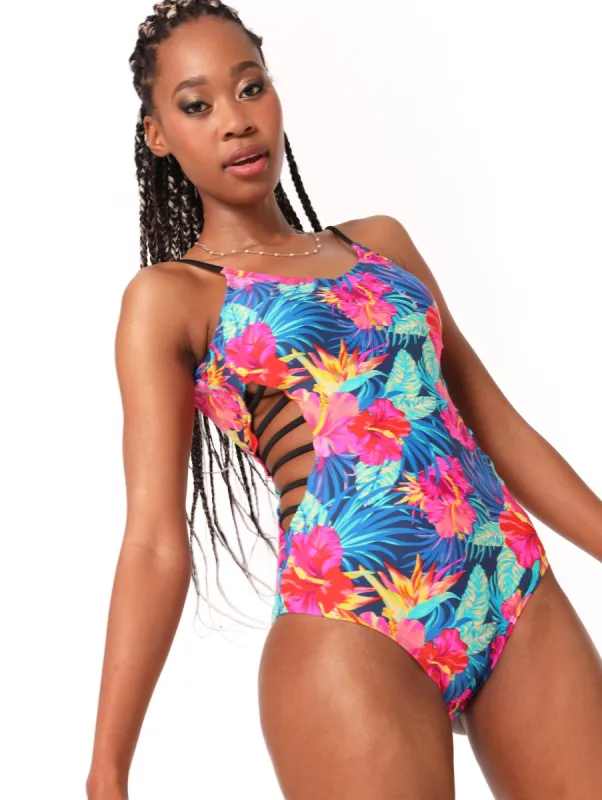 Ladies Tropical Side Detail One Piece Costume sold by Edgars 