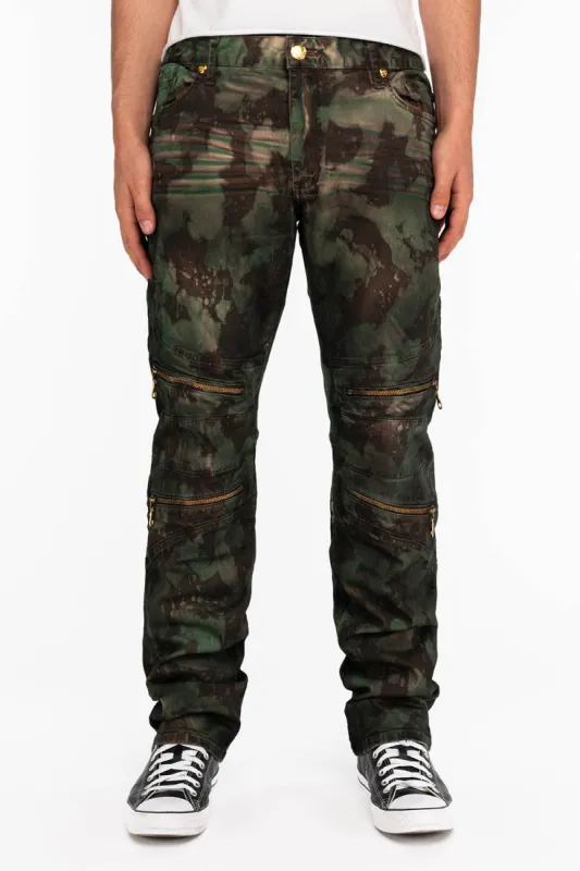 MENS BIKER JEANS IN TIE DYE CAMO GREEN sold by Robin's Jean